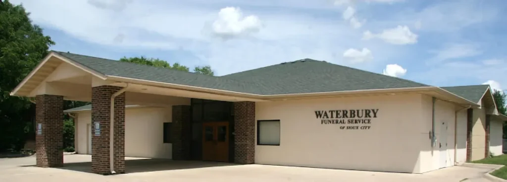 The exterior of Waterbury Funeral Home Sioux City, welcoming families with compassion.