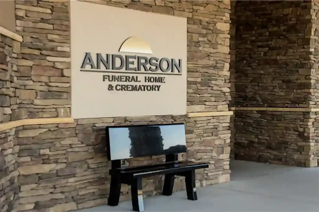 Exterior view of Anderson Funeral Home Alexandria MN, showcasing the building and peaceful surroundings.