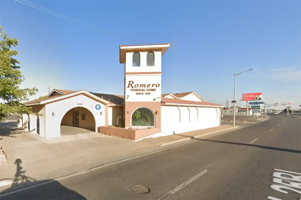 A peaceful view of Belen funeral homes surrounded by calm surroundings.