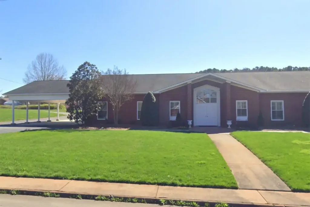 Exterior view of Stamey Funeral Home Fallston NC, showcasing its welcoming entrance and serene surroundings.