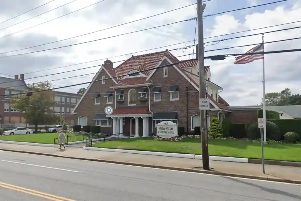 Exterior view of Tripp Funeral Home Pawtucket RI.